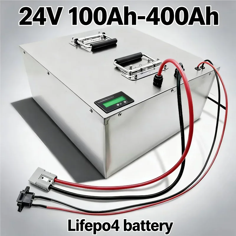 

24V 100Ah-400Ah LiFePO4 Battery Deep Cycle with BMS Rechargeable Lithium Iron Phosphate Battery for 2000W Solar System UPS Troll