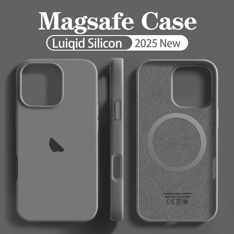 Оригинальный мягкий чехол из жидкого силикона Magsafe для Apple iPhone 13, 15, 14, 12, 16 Pro Max, чехлы с беспроводной зарядкой, магнитное полное покрытие
