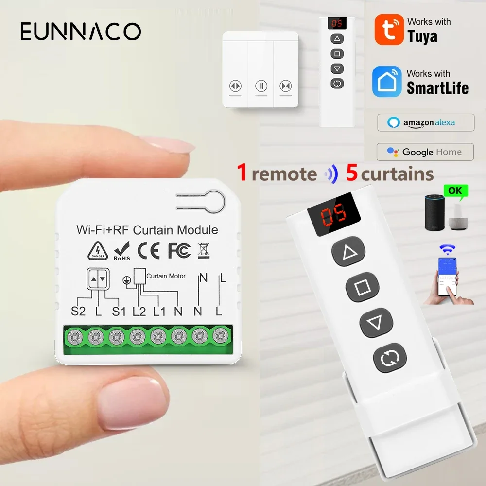 

Roller Shutter Blinds Curtain Switch WiFi RF433mhz Smart Wireless remote control Switch Tuya Smart Life Module for Garage,Alexa