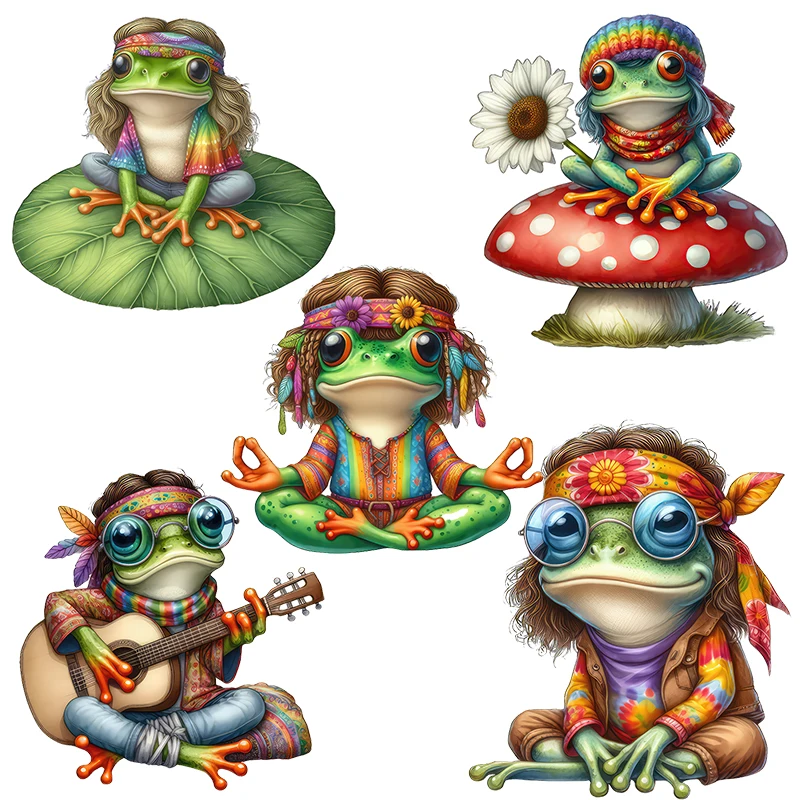 Three Ratels Q66 Hippie Frog Cartoon Wall Stickers for Home Decoration Computer decals Car Stickers  Waterproof