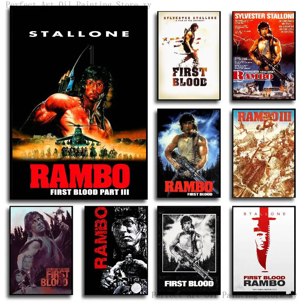 Movie Rambo First Blood Posters Living Room Bar Cafe Quality Canvas Vintage Style Comics Painting Art Home Wall Decor Picture