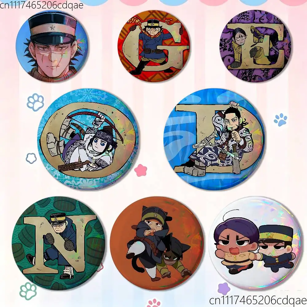 Anime Golden Kamuy Badge Tinplate Soft Button Pin Brooch Metal Badge Custom Jewelry Accessories Hat Bag Lapel