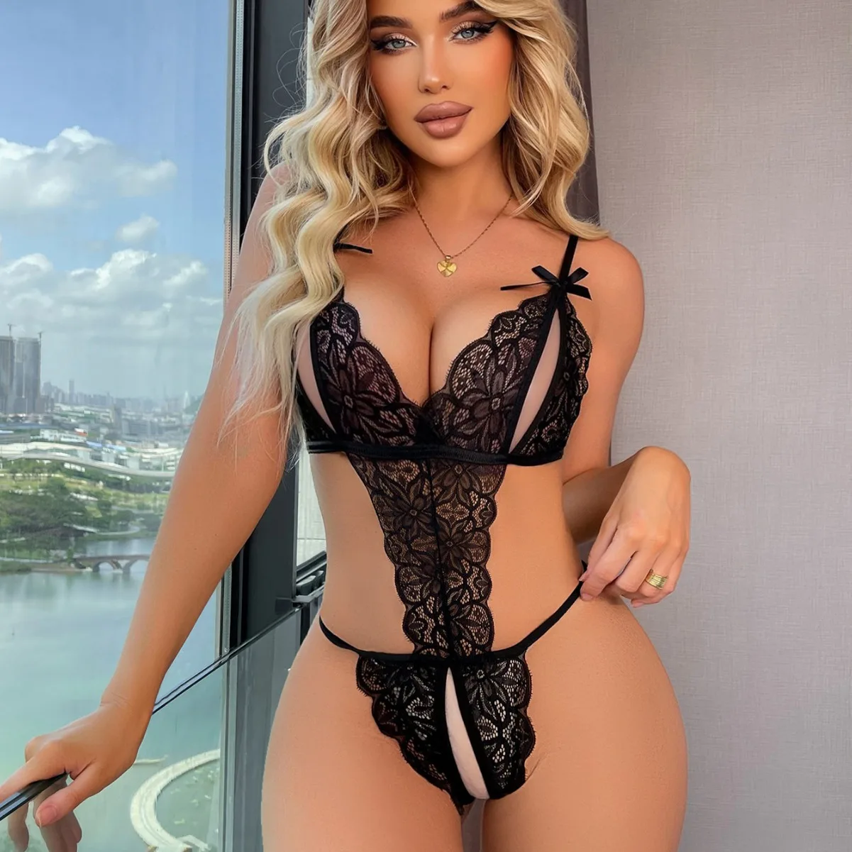 

Сексуальное женское белье, кружевной полый бюстгальтер, комплект Тедди, кукольное платье, глубокий V-образный вырез, открытый бюстгальтер, порно, женское нижнее белье, сексуальный костюм, эротические костюмы