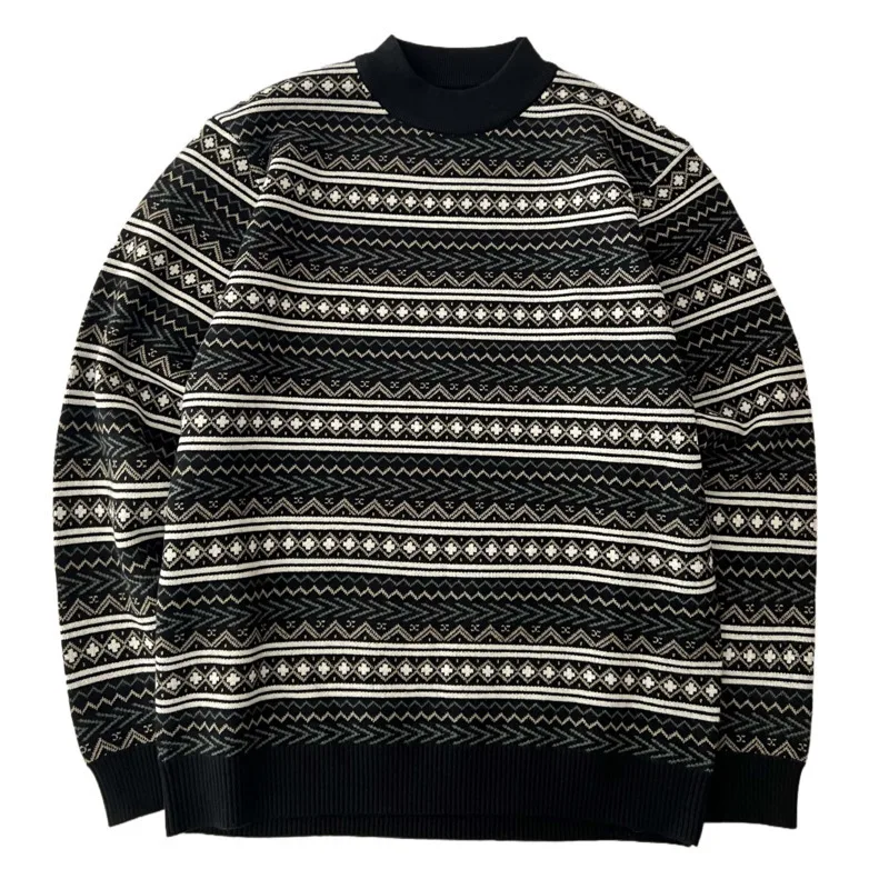 الشتاء سترة الرجال سليم صالح الدافئة الرجعية بلوفر مغزول الرجال اليابانية الشارع الشهير فضفاضة طويلة الأكمام سترة رجالي البلوز الملابس #6