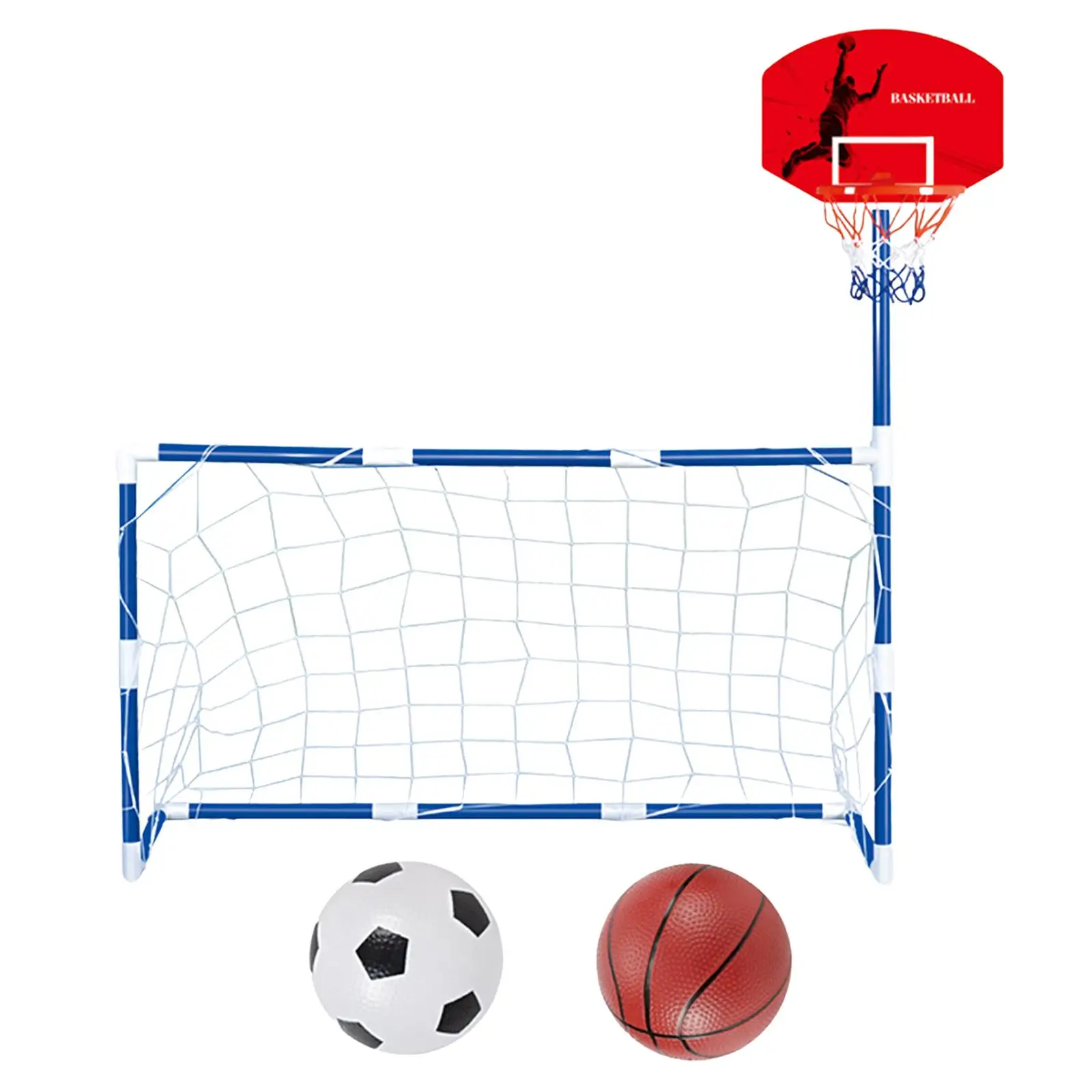 

Basketball Hoop with Soccer Goal Net Folding Compact Practice Football Goal