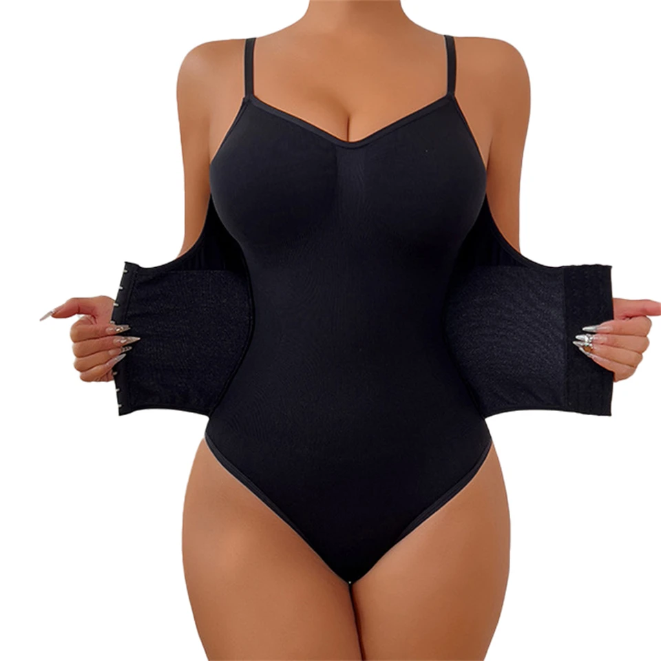 Becirzet Damen-Bodysuit mit Haken, Bauchkontrolle, Body Shaper, Taillentrainer-Gürtel, Bauchreduzierung, Schlankheits-Shapewear – Detail 5