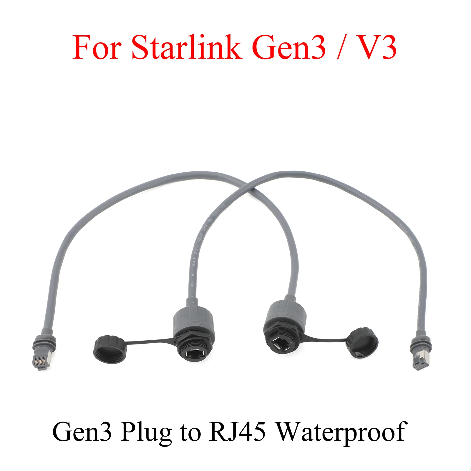 1 Pair for Starlink Ethernet Adapter Gen 3/Mini Waterproof Extension Cable SPX to RJ45 Adapter Compatible with Starlink V3