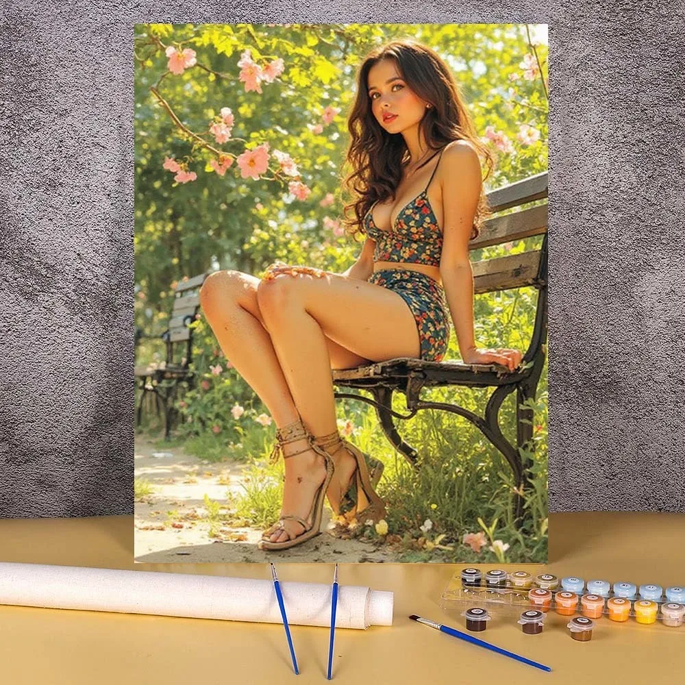

Painting By Numbers Kits Drawing Canvas HandPainted DIY Sexy Girl Pictures By Numbers Parking Scenery For Bedroom Home Decor