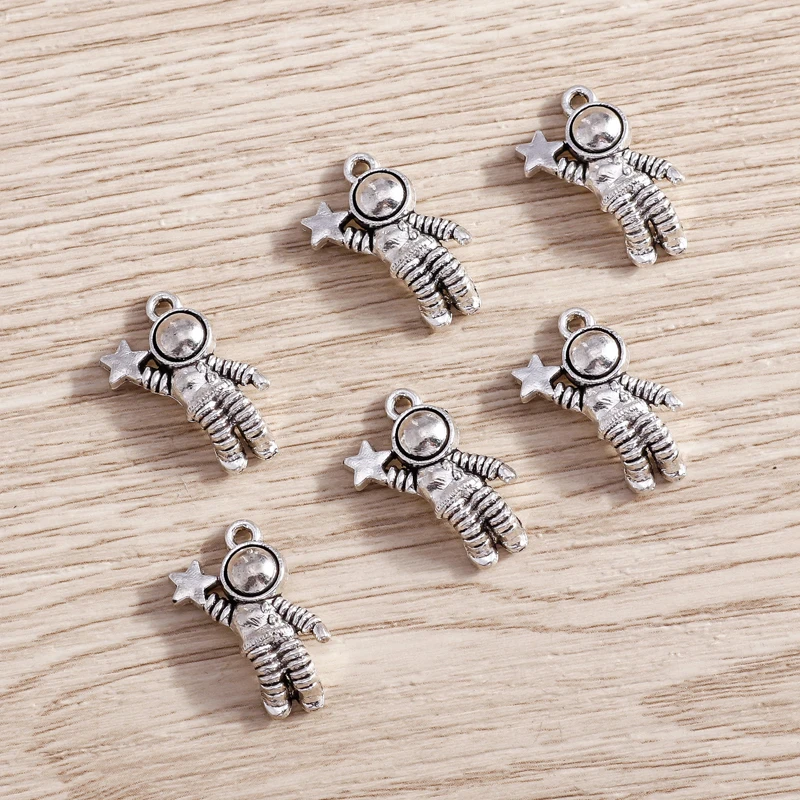 Tusember 12*20mm 20 Stück Antik-Silberfarbene Charms, Legierung Raumfahrer-Astronauten-Anhänger, DIY Handgemachte Schmuckherstellung Zubehör – Detail 1