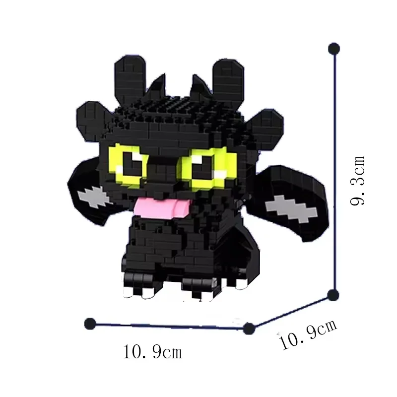 Mini bloques ensamblados de dragón Mecha de Rage nocturno sin dientes, juego educativo de juguete para niños, regalo de cumpleaños y Halloween, color negro