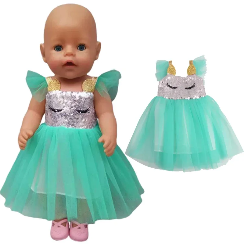 43 Cm New Born Baby Doll Clothes Elsa Princess Dress 18 Inch American Og Girl Doll Dress