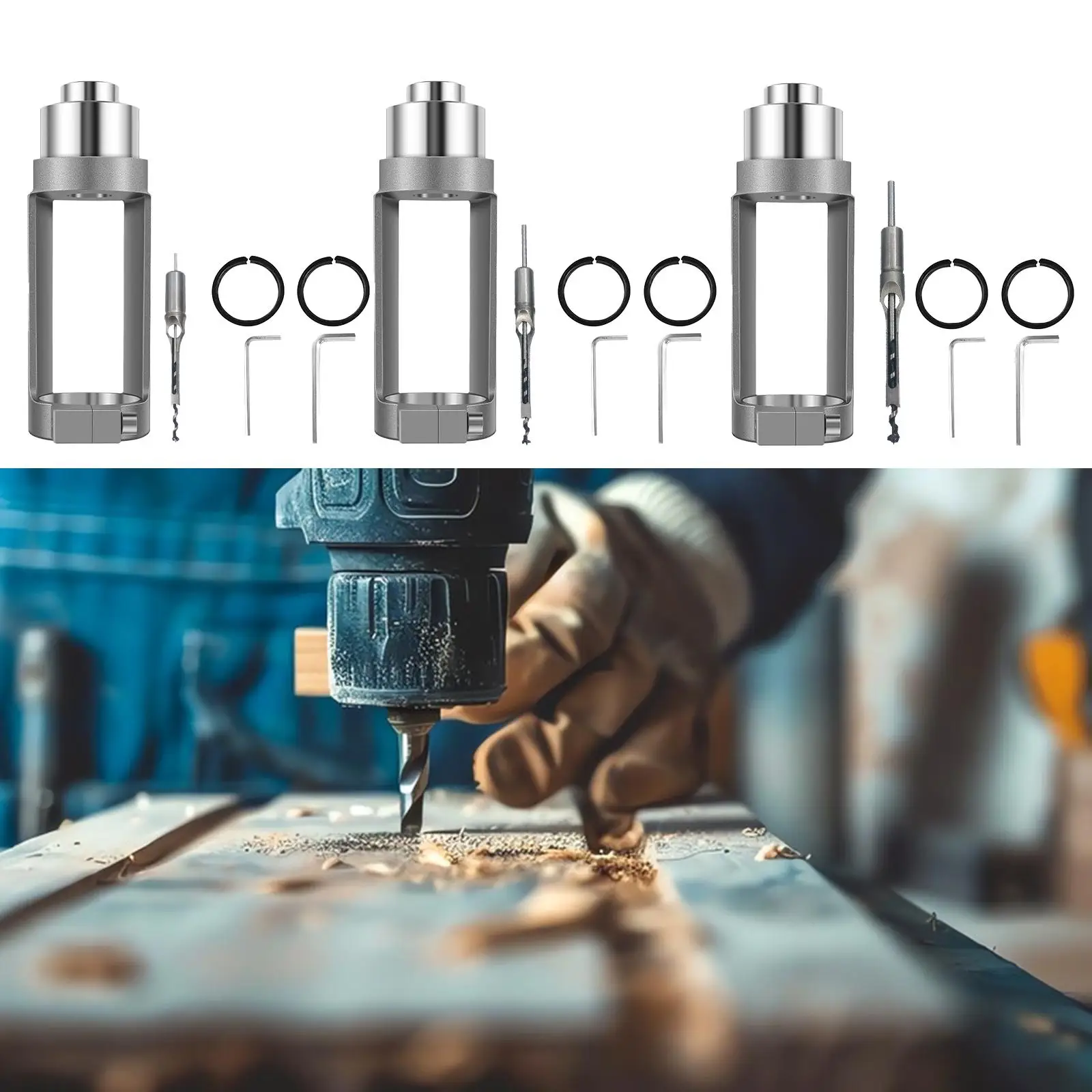 

Square Hole Drill Bit Adapter with Bit Mortising Attachment Sturdy