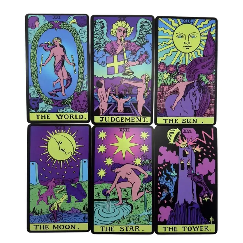 Neon Rider Tarot Cards para Leitura Adivinhação, Fortune Telling Game, Deck Original para Leitura, 1 Caixa, 78 Unidades