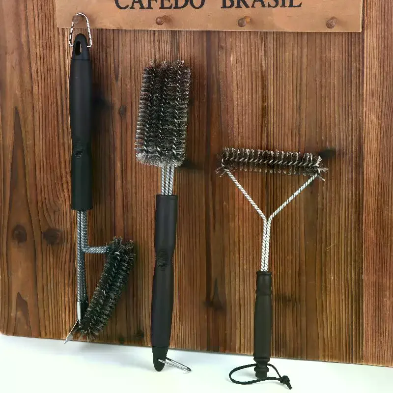 Professional BBQ Grill Brush Made Of Stainless Steel Wire Triangular Brush For Scrubbing BBQ Multipurpose Cleaning Brush