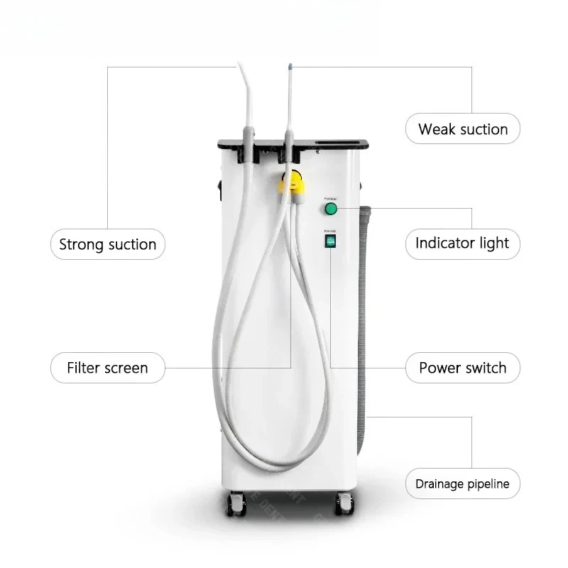NUOVA unità di aspirazione da 600 W Aspiratore per eiettore di saliva con pompa per vuoto medica mobile da 300 litri