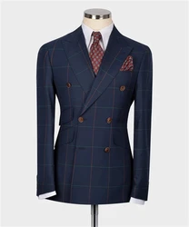 Traje de doble botonadura clásico azul marino para hombre, esmoquin de novio de boda, ropa de negocios, fiesta de graduación, traje masculino elegante, Invierno/otoño