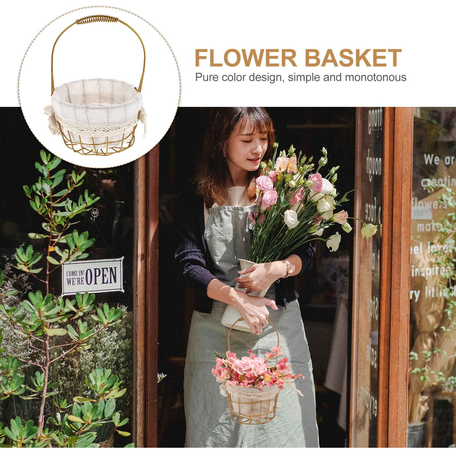 

Metal Portable Flower Basket Mother Wedding Decorations Cotton Multipurpose Baskets