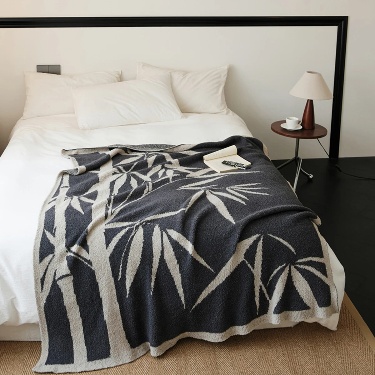 

Black White Bamboo Knitted Blanket Soft Multifunction Portable Blanket Office Home Sofa Couch Bed Bedspread Cover 51*63 Inch