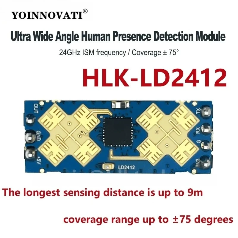 HLK-LD2412 24GHz Radar Human Presence Sensor -9m Range Wide Angle,Static Detection,for Smart Lighting/Security,Development Kit