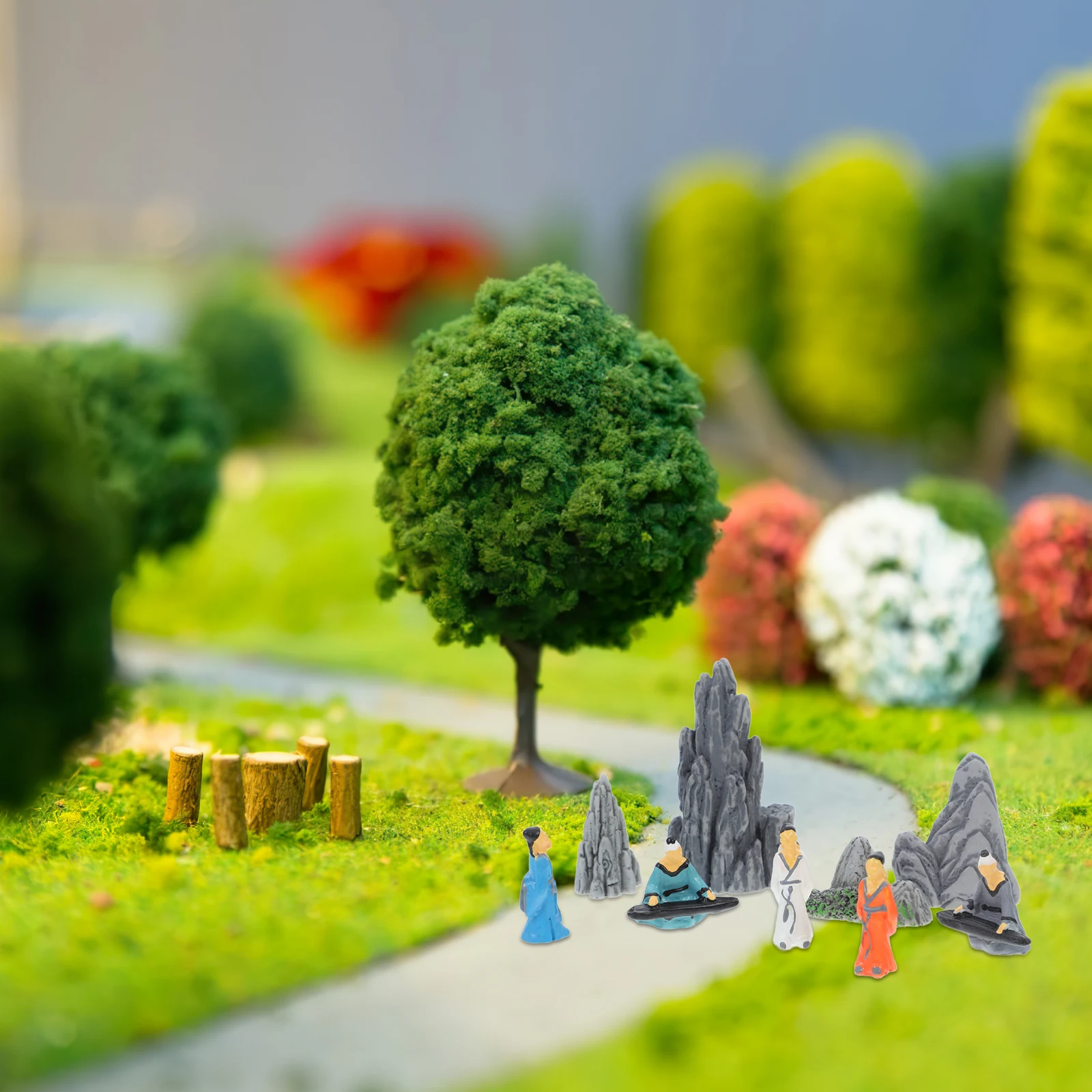 

9pcs Resin Miniature Chinese Poets Musicians Figurines Bonsai Accessories Zen Garden Decor Mountain Miniatures Sculpture Statues