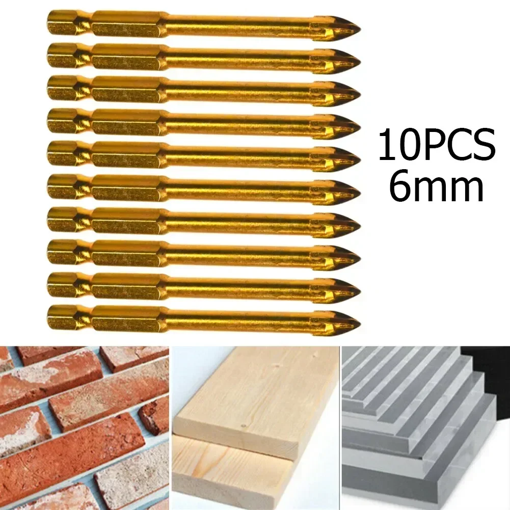 10 sztuk 6mm zestaw wierteł płytki ceramiczne marmurowe szkło otwieracz do otworów głowica włóczniowa uchwyt sześciokątny wykrawanie otworów narzędzie do wiercenia — zdjęcie 4