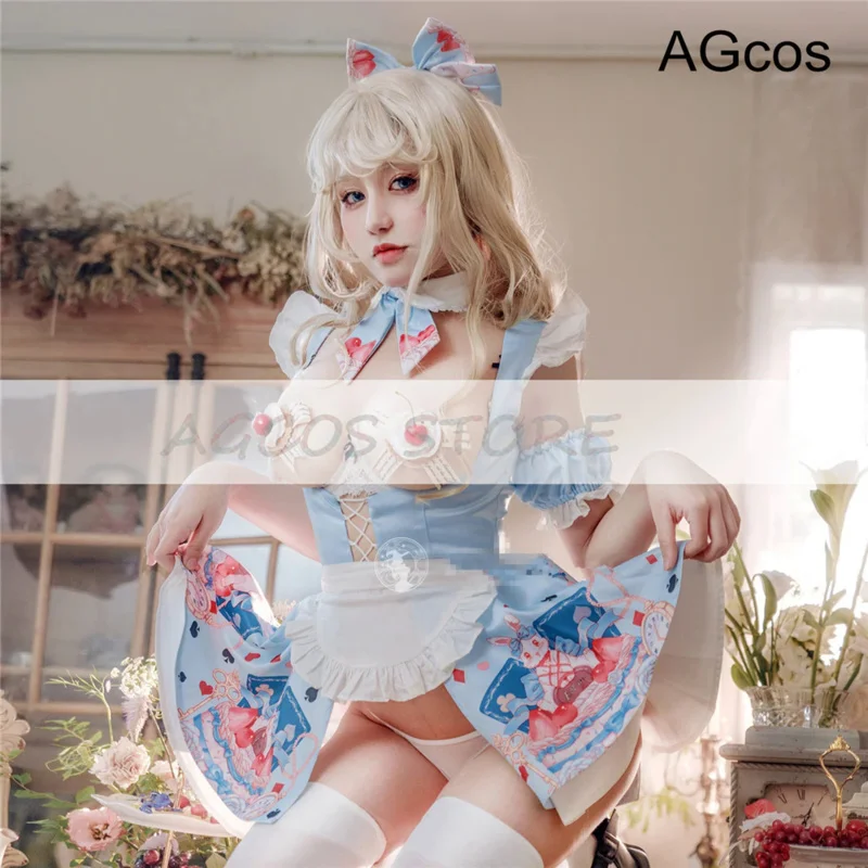 

Женское платье для косплея AGCOS, оригинальное платье для косплея Алисы, Лолиты, горничной