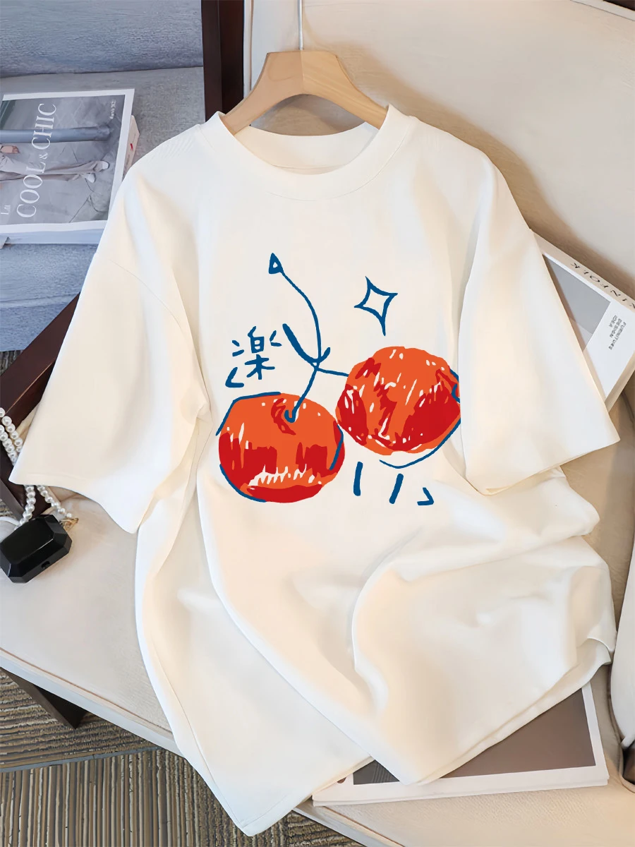 

Женская повседневная футболка с принтом в форме сердца, круглым вырезом, топом с короткими рукавами и короткими рукавами, повседневная женская одежда Shein