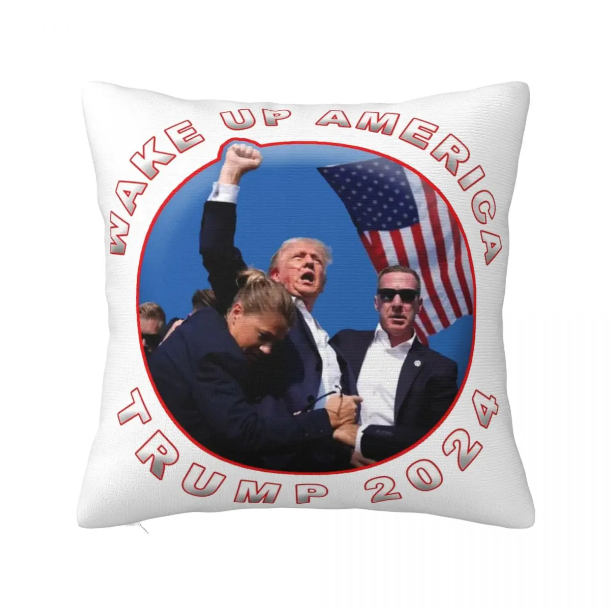 Wake Up America Trump 2024 Pillowcase Printing Polyester Cushion Cover Decor Trump Shot Throw Pillow Case Cover Home Square