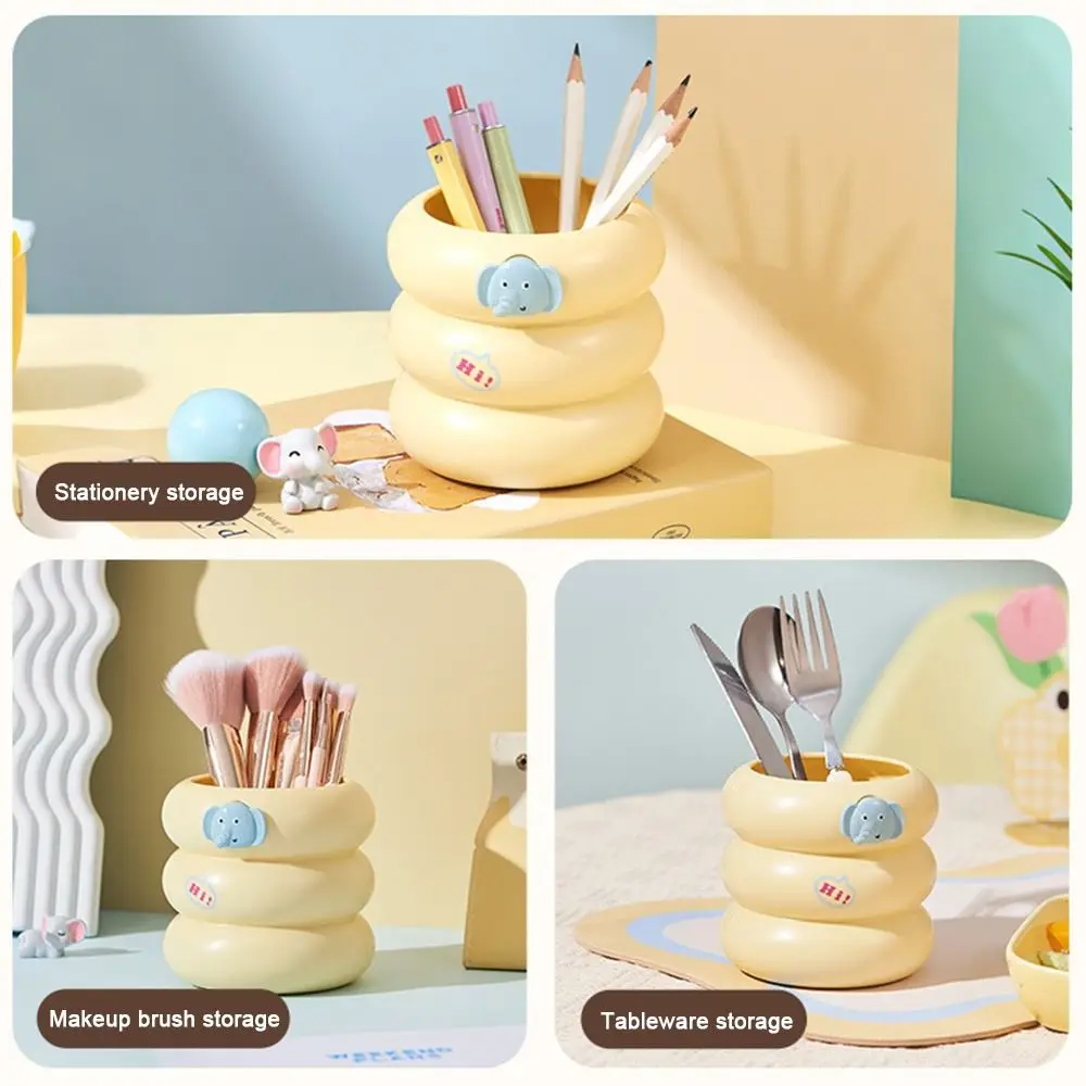 

Round/Square Pen Holder Cute Cartoon Creative Desk Pen Container Durable Practical Plastic Pencil Case Student Stationery