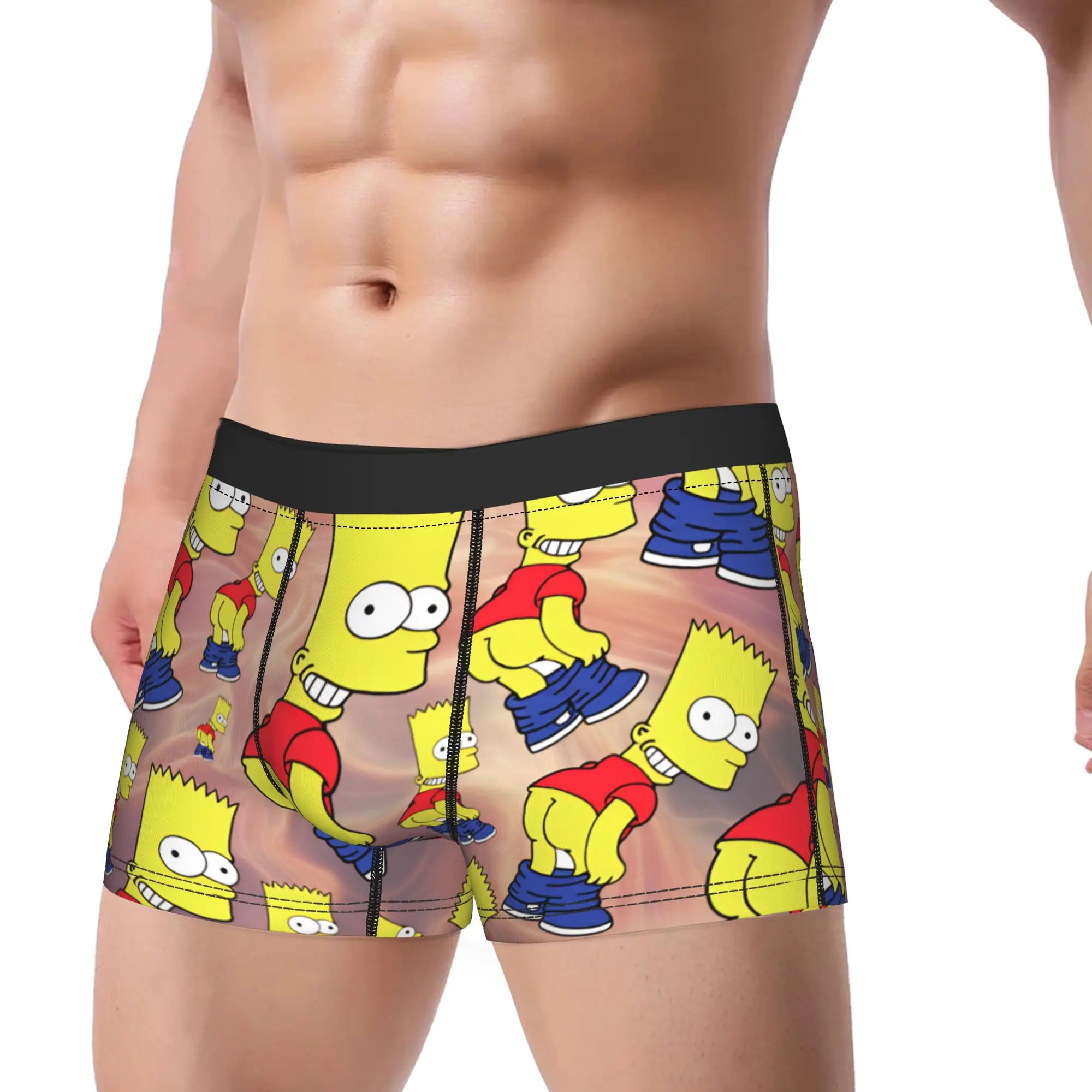 S-Simpsons Yellow Character Art Shorts Briefs  Underwear Quality Man Breathable Boxershorts Customs Large Size Underpants