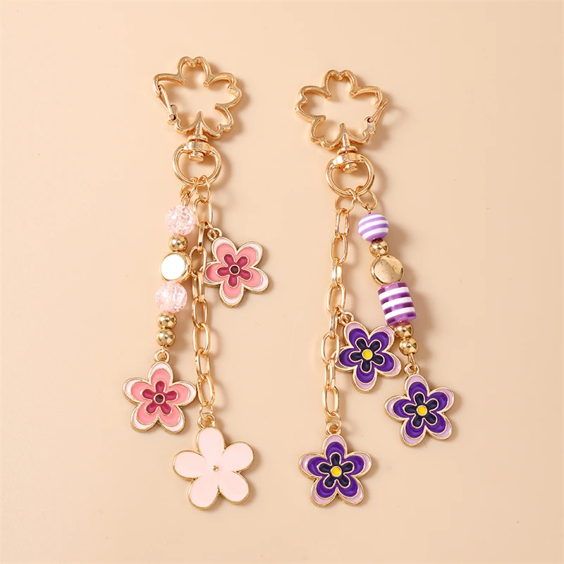 Modischer Bunter Blumen-Schlüsselanhänger für Autoschlüssel, Souvenir-Geschenke für Frauen und Männer, Handtaschen-Anhänger, Schlüsselringe, DIY-Schmuckzubehör – Detail 17