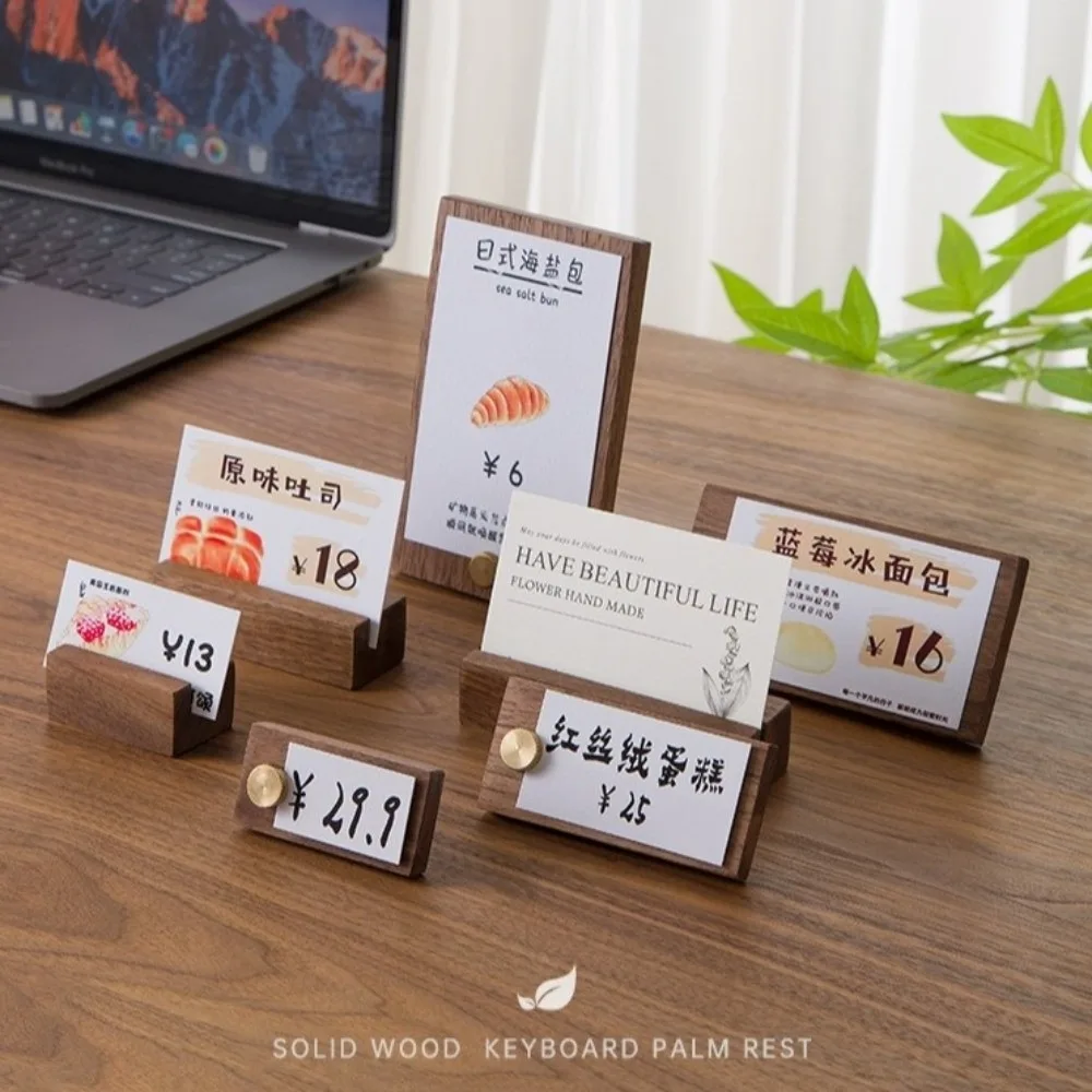 Portable Wooden Price Tag Holder Desktop Use Multifunctional Label Holder Table Name Card Stand Bakery