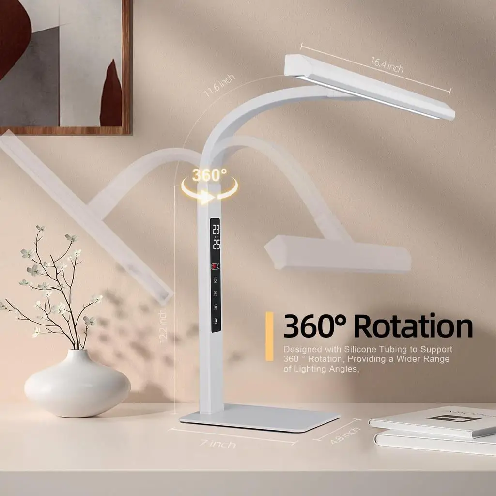 Stepless Dimming Digital Display LED Desk Lamp 12W Touch Sensitive Smart Timer Flicker Free Architecture Light PC Room