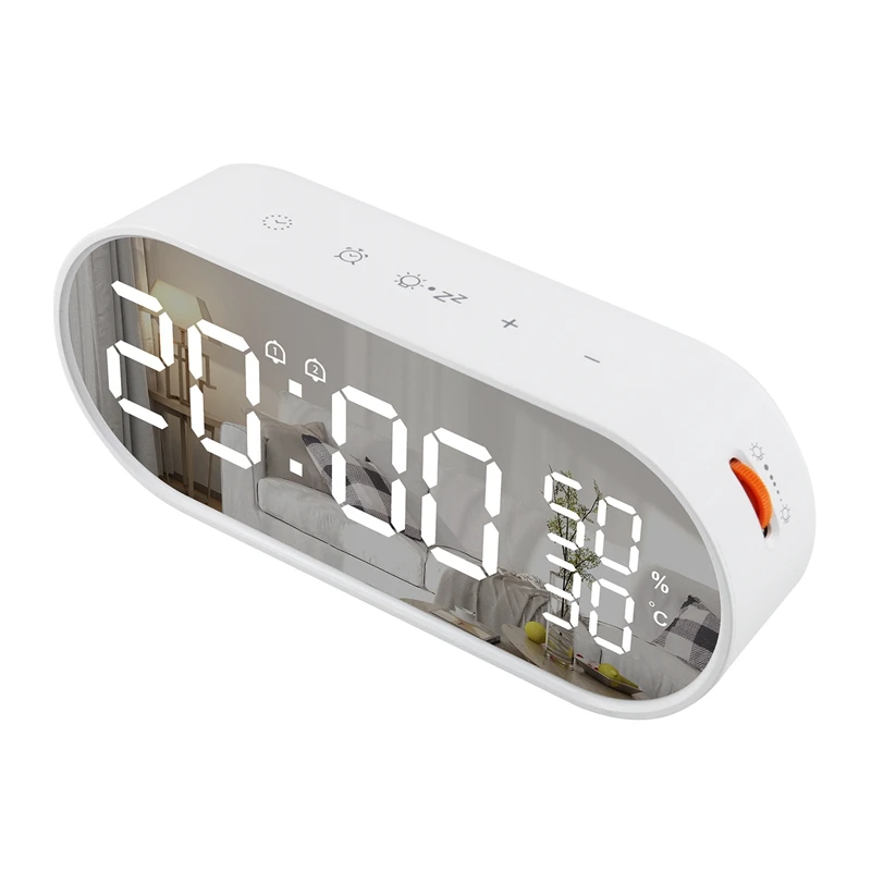 Mirror Clock Snooze 12/24 Digital Electronic Table Home Environment Sensors Station Tool