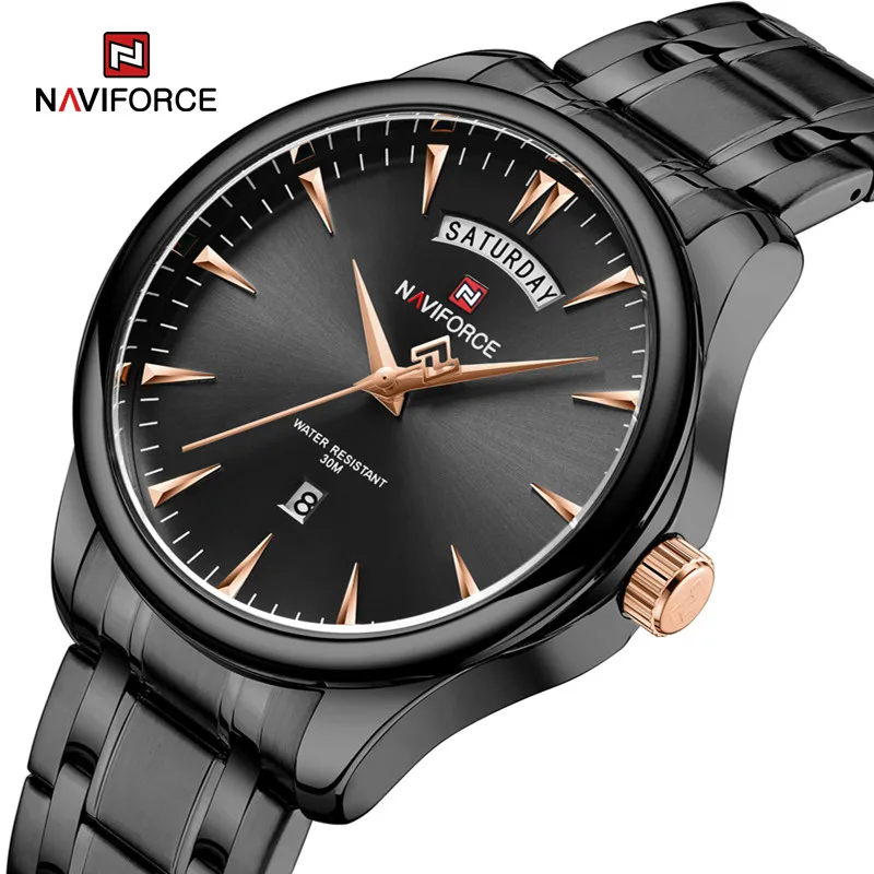 NAVIFORCE Men\'s Watches Top Brand Fashion Sport Watch Luxury Men Military Steel Band Waterproof Quartz Wristwatches Male Clock