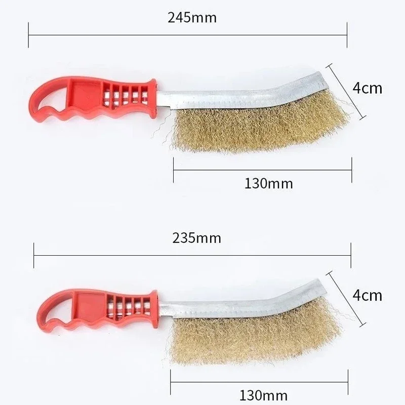 Copper Wire Brush with Handle High Density Dangling Metal Bristles Work Space Saving Scrubber Gadget Hand Tools for Cleanning