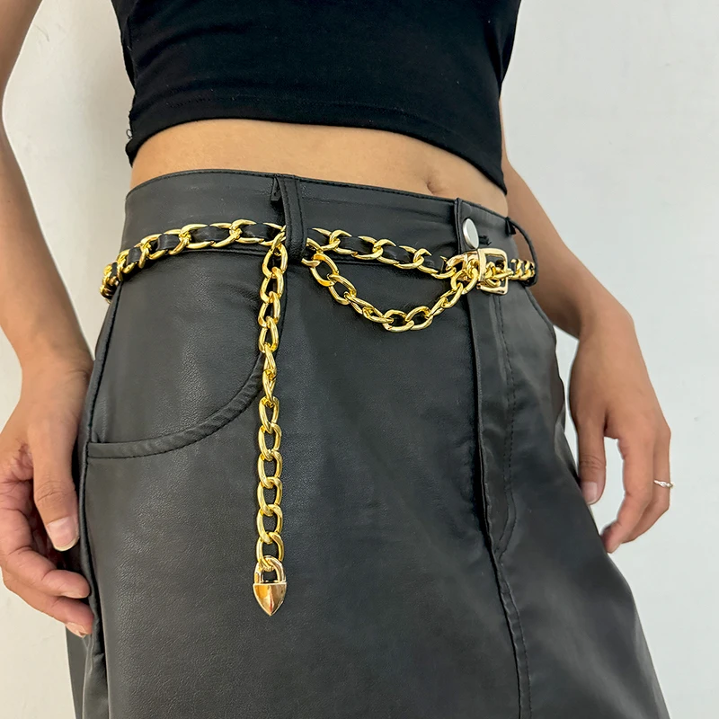 Cinture dorate in stile retrò per le donne cintura di Jeans con cintura a catena in argento Punk con vita femminile di lusso di alta qualità