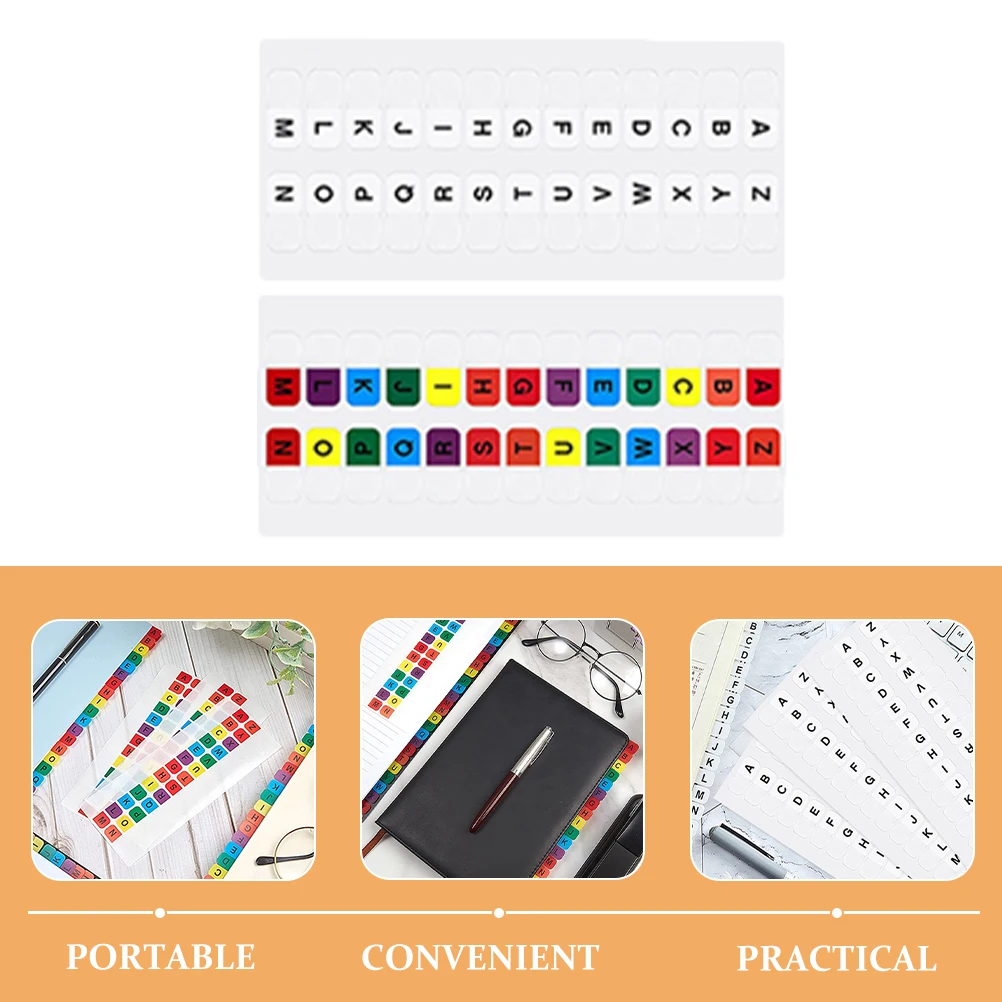 10 Sheets Index Label Alphabet Stickers Tabs for Notebooks Strip Letter Student