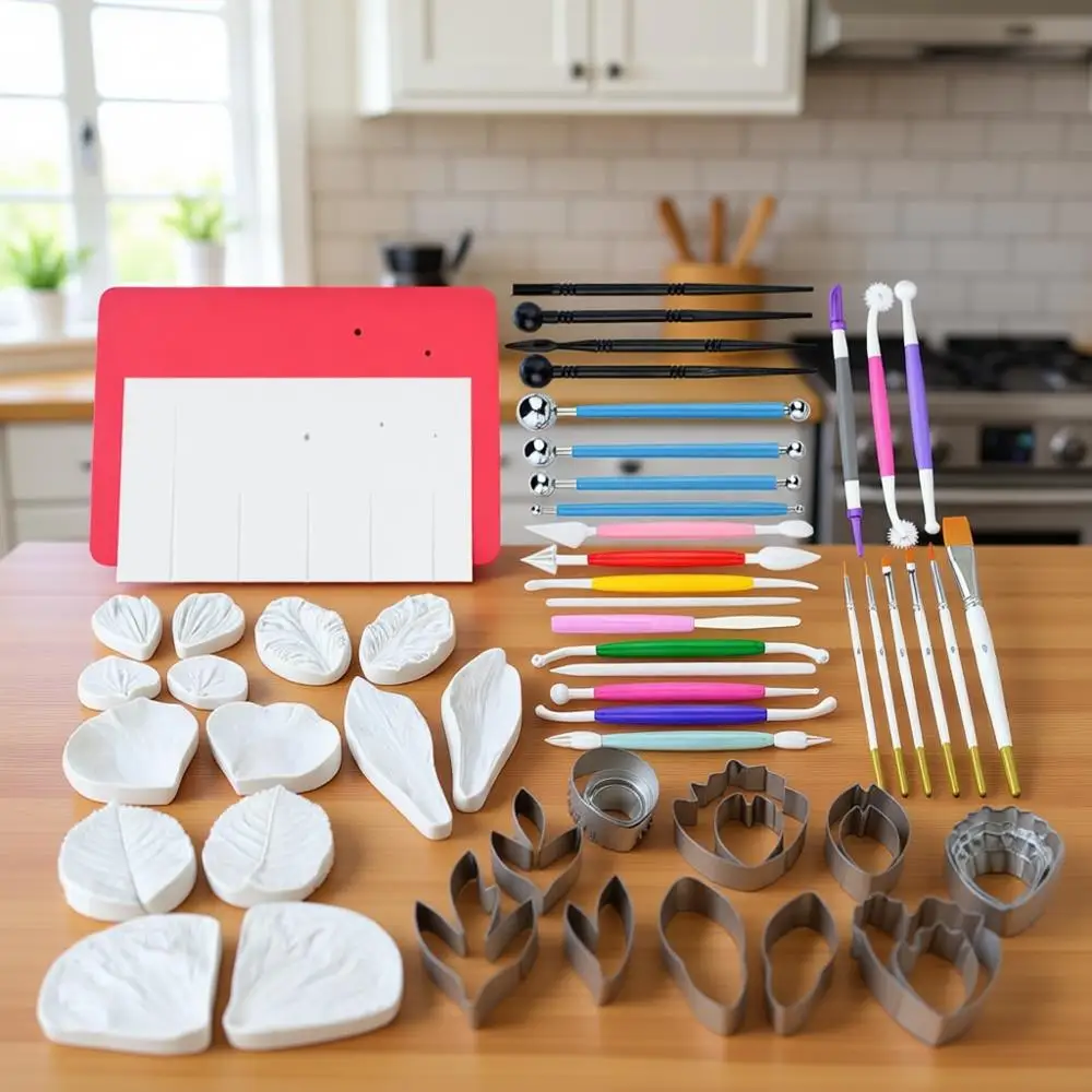 

Набор формочек для цветов и листьев из гампаста с формами из нержавеющей стали и инструментами для создания прожилок