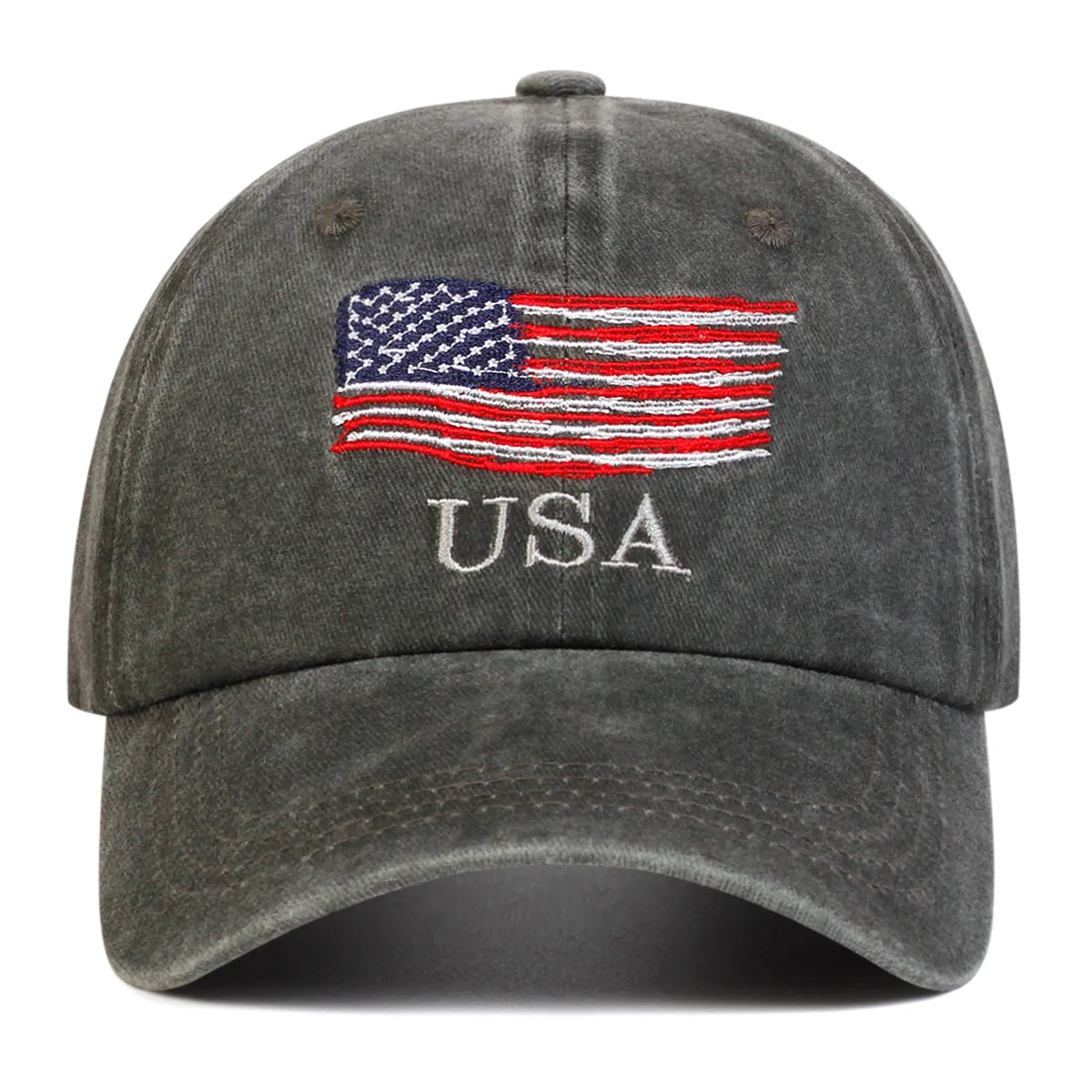 Gestickte Baseballkappe mit amerikanischer Flagge, Retro-Unisex, täglicher lässiger Hut mit gebogener Krempe, verstellbar