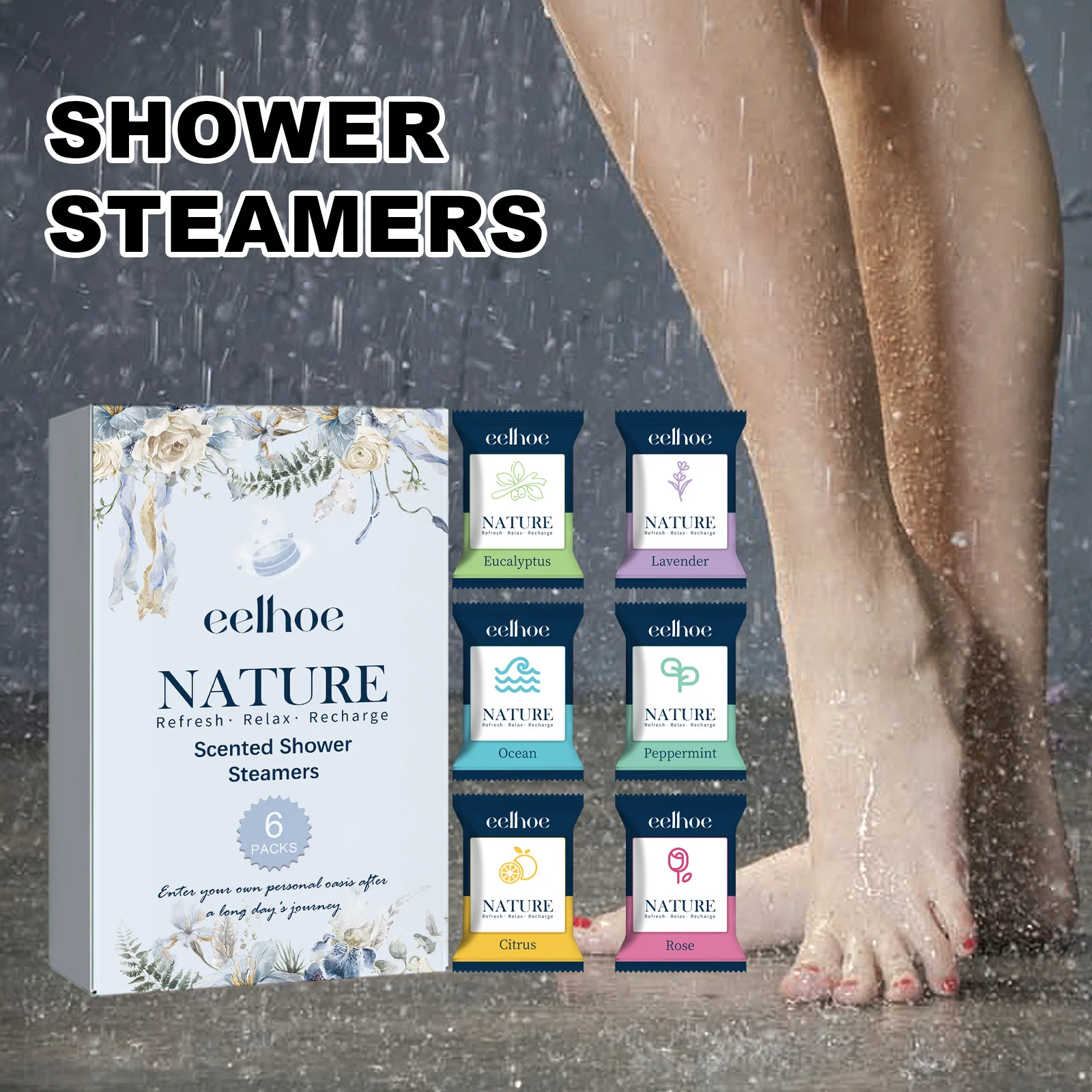 6 Stück Aromatherapie-Dusch-Dampftabletten, langanhaltender Duft, Nacht-Duschtabletten, Badebomben für Badebomben, Spa, Entspannung, Geschenke