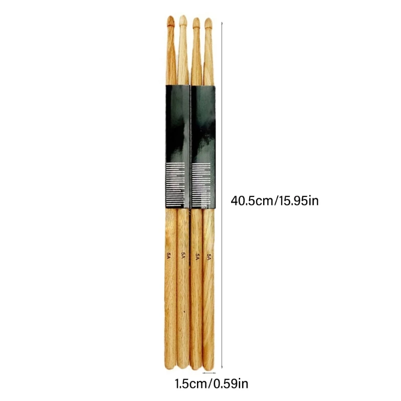 652D 1Pair Oaks Wood Tip Drum Professional 5A/7A Drumsticks AntiSlip Wood Tip Drumsticks for Adults Kids Beginners