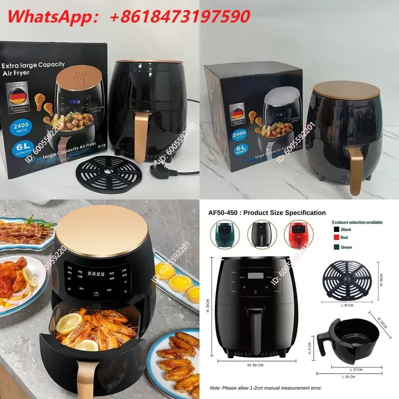 for Airfryer 6L Large Capacity Household Electric Air Fryer Touch Screen Multi Function Automatic French Fries Machine