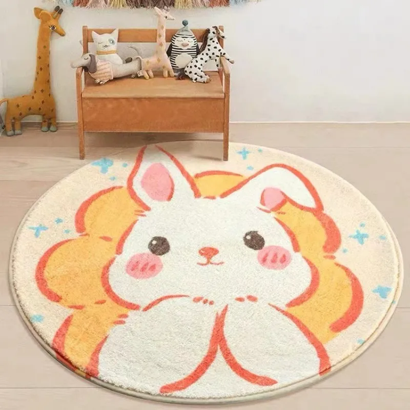 Cute Cartoon Bedroom Decor Plush Carpet Large Area Thickened Children\'s Rug Fluffy Soft Round Floor Mat Washable non-slip rugs