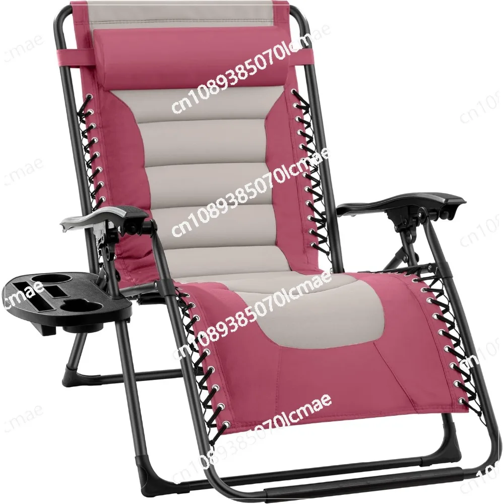 Anti Gravity Outdoor Chair with Headrest, Cup Holder, Side Tray, Polyester Mesh, Garden Chair, Backyard Lounger, XL