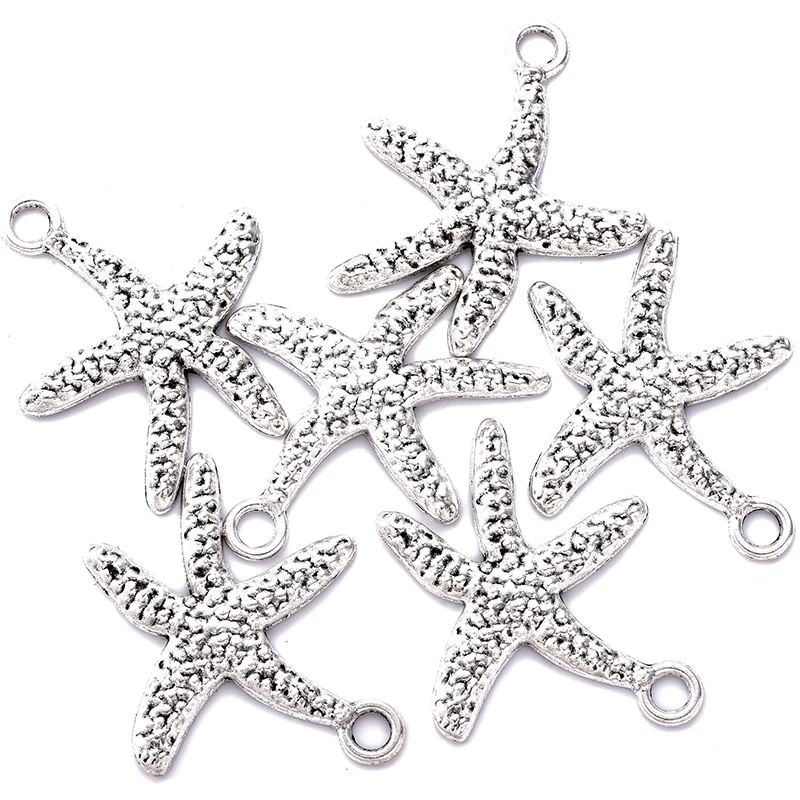 4PCS 48*40mm 4 Color Wholesale animal Charms Alloy Metal starfish Pendants For DIY Handmade Jewelry Accessories Making