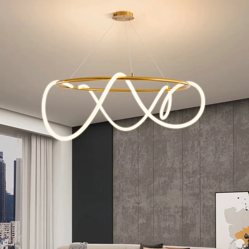 Imagem -02 - Nordic Line Chandeliers For Dining Room Home Decor Lustre Pendant Lights Lâmpadas Suspensas Luminária Iluminação Interior