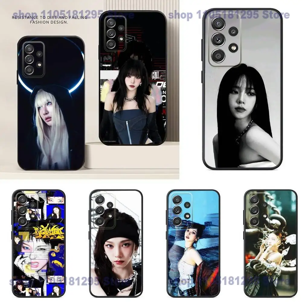 

INS Black soft silicone case Phone Case For Samsung S24,21,22,23,30,Ultra,20,Plus,Note,K-Karina Remixes Singer 10,9 TPU