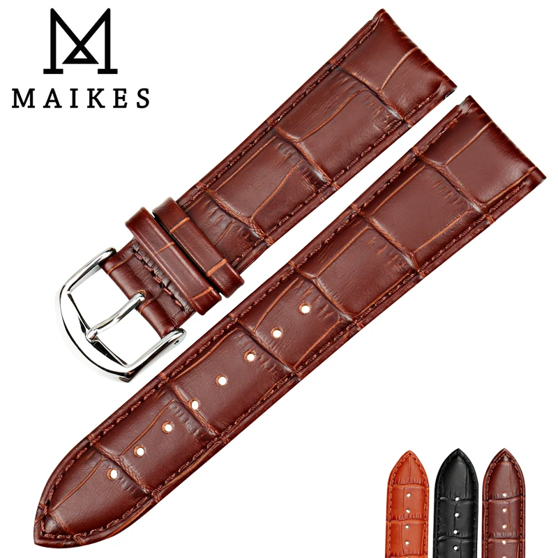 MAIKES New Watch Accessories Watch Bracelet Belt Soft Genuine Leather Watch Band Watch Strap 16 18 20 22 24 mm Watchbands