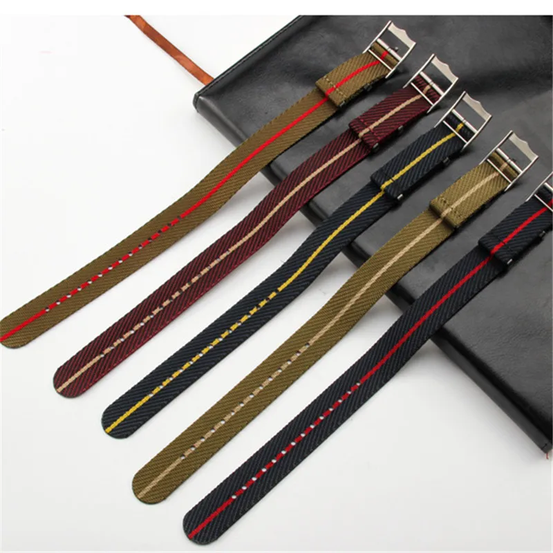 20mm 22mm Nylon Watch Strap Waterproof Sweatproof Men's Watchband For Omega Seahorse  Tudor Small Red Flower DW Pin Buckle